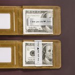Personalized State to State Multi-compartment Leather Wallet Money Clip with Engraved Text Long Distance Birthday Anniversary Gift for Men