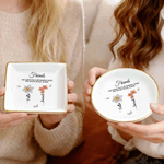 Personalised Crystal Birth Flower Butterfly Ceramic Jewellery Dish with Name and Text Daily Use Birthday Gift for Besties Friends Family