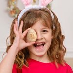 Personalised Engraved Bunny Ears Wooden Easter Egg with Name and Year Easter Basket Stuffers Home Decor Party Favors Gift for Kids