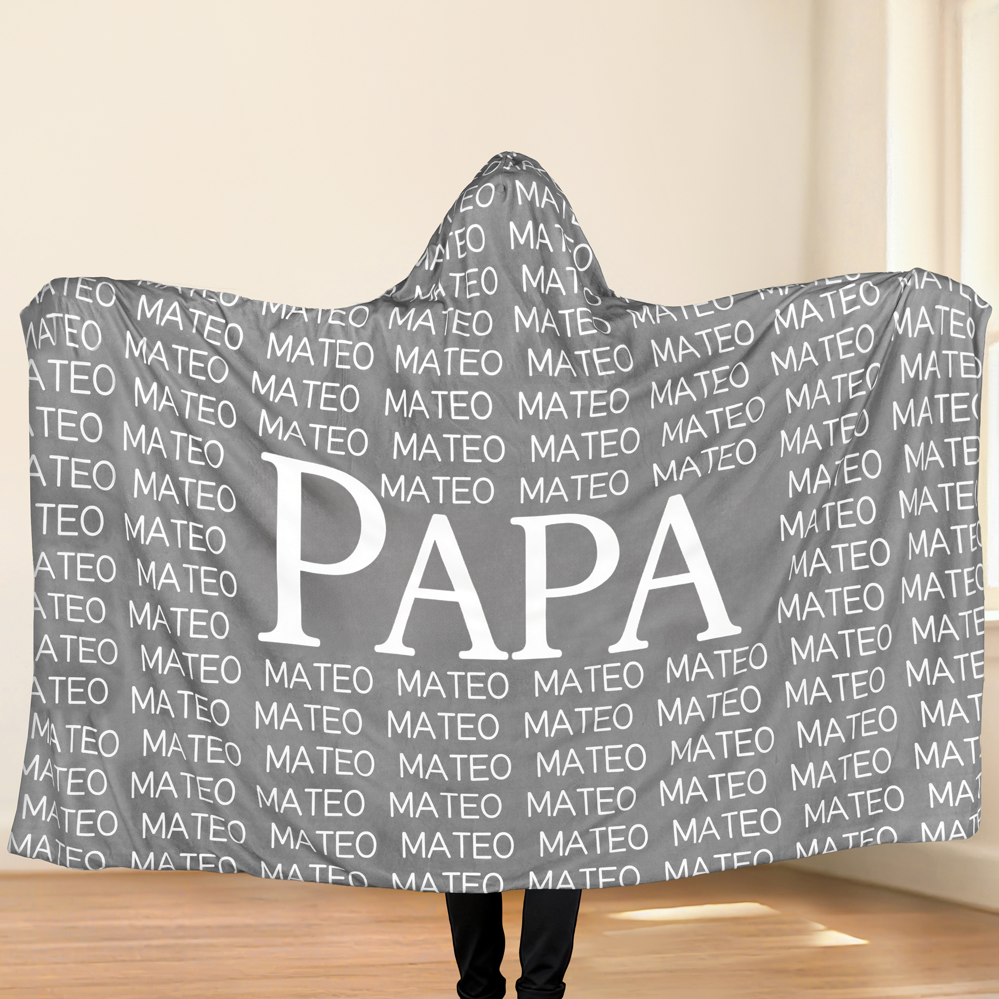 Couverture à Capuche Personnalisée avec Noms Cadeau Anniversaire Noël pour Grand-parents et Parents