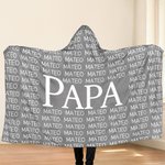 Couverture à Capuche Personnalisée avec Noms Cadeau Anniversaire Noël pour Grand-parents et Parents