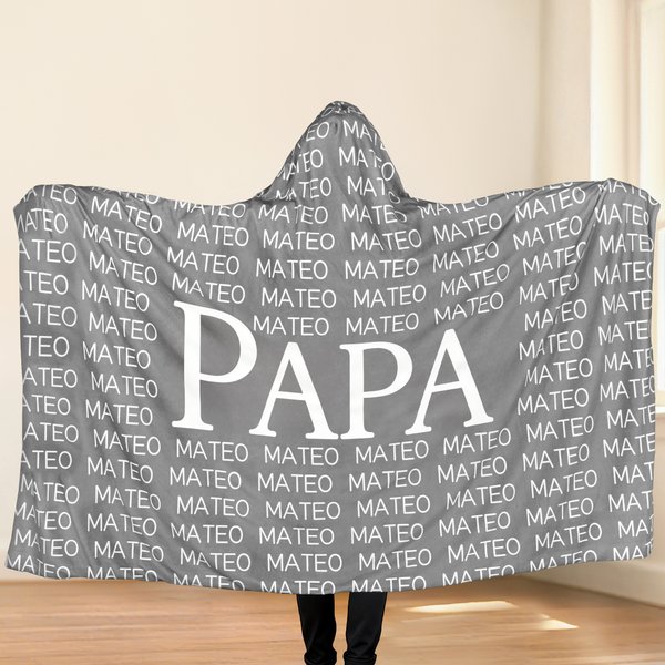 Couverture à Capuche Personnalisée avec Noms Cadeau Anniversaire Noël pour Grand-parents et Parents