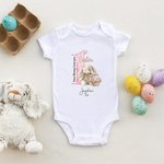 Personalized Some Bunny Loves You 1st Easter Soft Baby Bodysuit Receiving Blanket Swaddle Hat Set with Name Birthday Baby Shower Gift for Newborns
