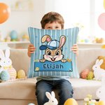Personalisierte niedliche Hase Streifen werfen Kissenbezug mit Namen Home Decor Ostern Geburtstag Geschenk für Kinder