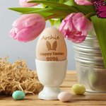 Personalised Engraved Bunny Ears Wooden Easter Egg with Name and Year Easter Basket Stuffers Home Decor Party Favors Gift for Kids