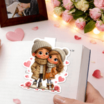 Personalized Heart Hugging Cartoon Character Magnetic Bookmark Clip with Name Anniversary Valentine's Day Gift for Couple Sister Book Lover