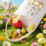 Personalised Floral Easter Eggs Cute Bow Bunny Reusable Easter Basket with Name and Bunny Ears Happy Easter Gift for Kids