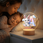 Personalized Cute Cloud Rabbit Seven Colors Initial LED Night Light with Name and Wooden Base Room Decor Birthday Easter Party Favor Gift for Kids