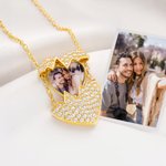 Personalized Heart-Shaped Photo Bright Shine Zircon Necklace Dainty Jewelry Birthday Anniversary Valentine's Day Gift for Women