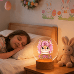 Personalised Leopard Print Cartoon Rabbit LED Acrylic Night Light with Name Easter Gift for Babies Children Newborn