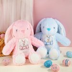 Personalisierte Aquarell Floral Kaninchen Plüsch Ostern Hase Plüschtier mit Namen Party Korb Füller Ostern Geschenk für Neugeborene Kinder