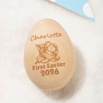 Personalised Engraved Bunny Ears Wooden Easter Egg with Name and Year Easter Basket Stuffers Home Decor Party Favors Gift for Kids