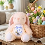 Personalized Pink Coquette Bow Initial Cute Easter Bunny Plush Stuffed Animal Toy with Name Easter Birthday Gift for Kids
