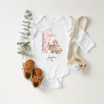 Personalized Some Bunny Loves You 1st Easter Soft Baby Bodysuit Receiving Blanket Swaddle Hat Set with Name Birthday Baby Shower Gift for Newborns
