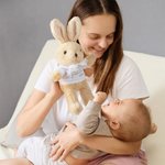 Personalised Baby's First Easter T-shirt Bow Bunny with Name and Year Plush Toy Home Decor Easter Birthday Baby Shower Gift for Boys Girls