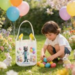 Cestino pasquale riutilizzabile personalizzato con il volto e il nome dell'animale domestico Accessori per la caccia alle uova Regalo di Pasqua per gli amanti degli animali domestici