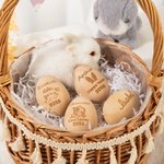 Personalised Engraved Bunny Ears Wooden Easter Egg with Name and Year Easter Basket Stuffers Home Decor Party Favors Gift for Kids