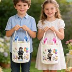 Cestino pasquale riutilizzabile personalizzato con il volto e il nome dell'animale domestico Accessori per la caccia alle uova Regalo di Pasqua per gli amanti degli animali domestici