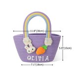 Personalised Cute Easter Rabbit Carrot Cotton Woven Basket with Name Easter Egg Hunts Party Favor Gift for Kids