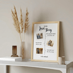 Personalised Love Electrocardiogram 3 Photos Frame Painting with Text and Date Home Decor Valentine's Day Gift for Couple Wife Husband