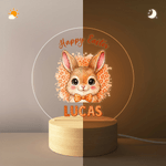 Personalised Leopard Print Cartoon Rabbit LED Acrylic Night Light with Name Easter Gift for Babies Children Newborn