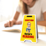 Personalized Caution Sign Style Cartoon Character Magnetic Bookmark Clip with Name Reading Corner Birthday Gift for Bookworms