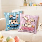 Personalisierte niedliche Hase Streifen werfen Kissenbezug mit Namen Home Decor Ostern Geburtstag Geschenk für Kinder