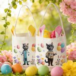 Cestino pasquale riutilizzabile personalizzato con il volto e il nome dell'animale domestico Accessori per la caccia alle uova Regalo di Pasqua per gli amanti degli animali domestici