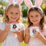 Personalised Cute Cartoon Bunny Girl 12 oz Enamel Mug with Name Daily Use Happy Easter Gift for Girls