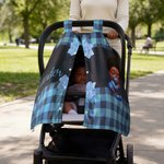 Personalisierte niedliche schwarze Baby Schleife karierten Baby Autositz Verdeck mit Namen Privatsphäre-schützende Outdoor-Zubehör Geburtstag Geschenk für Neugeborene Babies