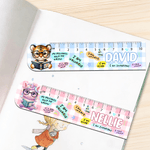 Personalized Reading Animal Plaid Ruler Design Magnetic Bookmark Clip with Name Birthday Back to School Gift for Kids Bookworms