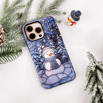 Personalized Snowman Forest Wonderland Faux Glass Effect Double-layer Phone Case for iPhone Samsung with Name Birthday Gift for Friend Family