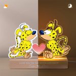 Personalised Classic Long-Tailed Marsupilami Couple LED Night Light with Name and Text Valentine's Day Gift for Couple | Callie × Marsupilami®