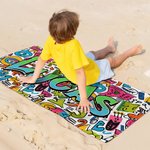 Personalized Graffiti Monsters Quick Dry Beach Towel with Name Travel Essentials Beach Party Birthday Gift for Kids