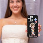 Personalised Romantic Cartoon Couple Phone Case for iPhone with Names Valentine's Day Anniversary Gift for Girlfriends Boyfriends