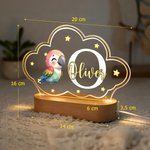 Veilleuse LED en Acrylique Personnalisée avec Animaux Mignons et Nom Décoration de Chambre Cadeau Naissance Noël pour Enfant Bébé