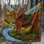 Personalized Bohemian Style Highland Cow Tassel Soft Throw Blanket with Name Daily Use Birthday Anniversary Gift for Women Girls