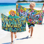 Personalized Graffiti Monsters Quick Dry Beach Towel with Name Travel Essentials Beach Party Birthday Gift for Kids