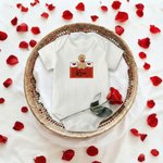Personalised Cute Dog Heart Envelope Baby Bodysuit Kid T-shirt Sweatshirt with Name Valentine's Day Baby Shower Birthday Gift for Babies Newborns