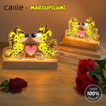 Personalised Classic Long-Tailed Marsupilami Couple LED Night Light with Name and Text Valentine's Day Gift for Couple | Callie × Marsupilami®