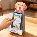 Personalized Cute Pet Face Photo Paw Bone Design Phone Holder with Text Desk Decor Daily Use Birthday Gift for Pet Owners