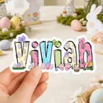 Gepersonaliseerde Multicolor Naam Paasei Bunny Vlinder Waterdichte Stickers Decor Gunsten Labels Paaseierenjacht Cadeau voor Kinderen Jongens Meisjes