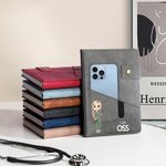 Taccuino personalizzato con tasca frontale,  con nome e personaggio in stile cartone animato - Regalo di compleanno per personale medico