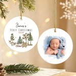 Ornement de Noël personnalisé en céramique avec nom et année Cadeau de Noël pour les nouveaux-nés