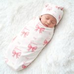 Personalisierte niedlichen Bogen weichen Swaddle Hut Bademantel Set mit Namen Baby Dusche Geburtstag Geschenk für Neugeborene neue Mütter