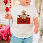 Personalised Cute Dog Heart Envelope Baby Bodysuit Kid T-shirt Sweatshirt with Name Valentine's Day Baby Shower Birthday Gift for Babies Newborns
