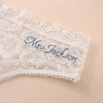 Personalised Sexy Bride Underwear White Lace Thong with Text Honeymoon Valentine's Day Wedding Bridal Shower Gift for Her