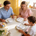 Gepersonaliseerde Waterverf Krans Bloemen Paaseieren Initiaal 100% Katoenen Servet met Kleurrijke Naam Tafel Decoratie Paasgeschenk voor Kinderen Familie