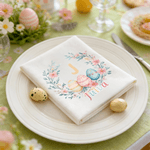 Gepersonaliseerde Waterverf Krans Bloemen Paaseieren Initiaal 100% Katoenen Servet met Kleurrijke Naam Tafel Decoratie Paasgeschenk voor Kinderen Familie