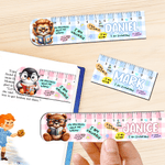 Personalized Reading Animal Plaid Ruler Design Magnetic Bookmark Clip with Name Birthday Back to School Gift for Kids Bookworms